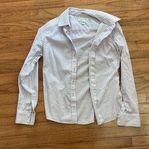 Banana Republic Women's White Striped Button-Down Shirt